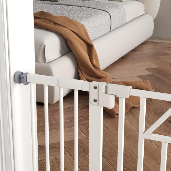 Barreira de Segurança Extensível para Animais de Estimação com Fecho Automático e Sistema de Duplo Bloqueio 74 - 100x76 cm Branco