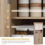 Armário de Cozinha com 4 Portas 1 Gaveta e Prateleira Aberta para Sala de Estar Sala de Jantar 74x39,5x183cm Carvalho