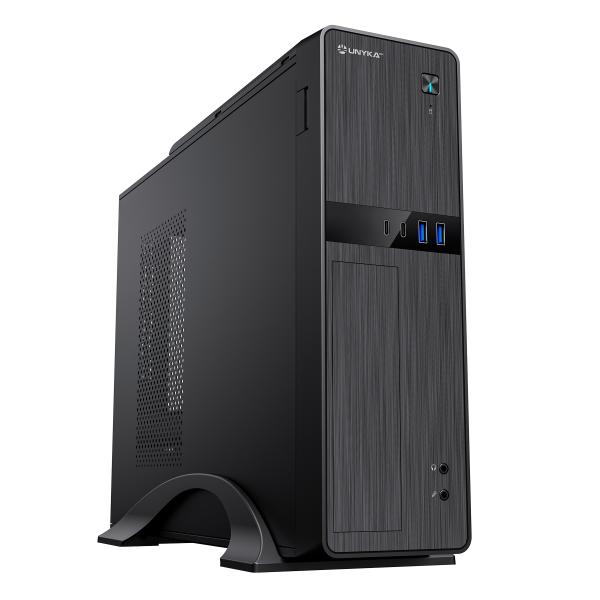 Caixa Slim Unykach UK52112 MicroATX Fonte SFX 450W Suporta 3.5" e 2.5" USB - A 3.2 USB - C e Audio