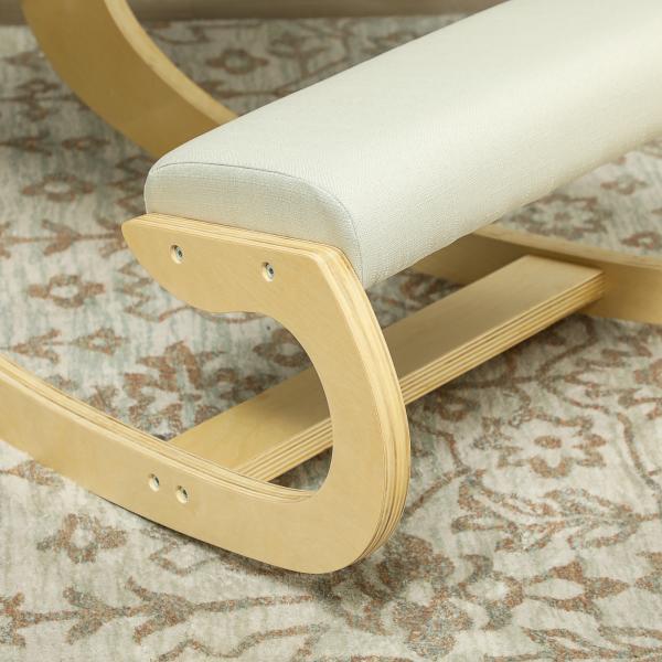 Cadeira Ergonómica de Joelhos com Almofadas Acolchoadas Estrutura de Madeira para Melhor Postura Escritório 55x85x55 cm Creme
