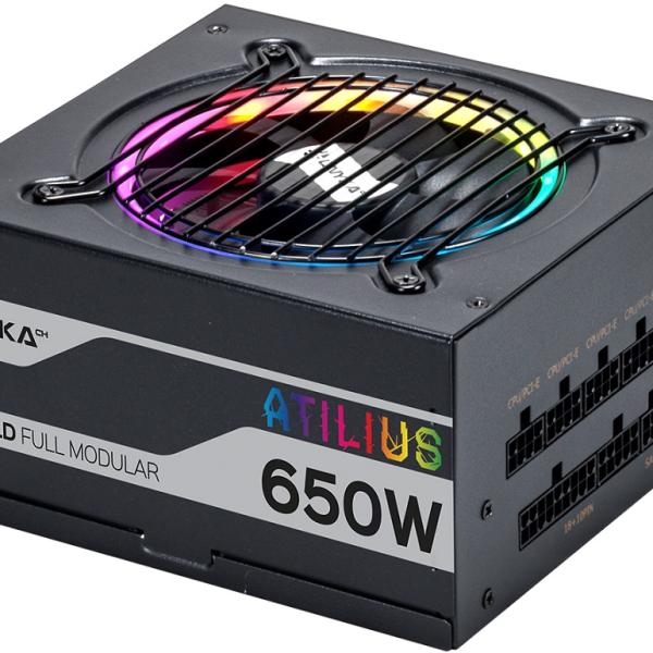 Fonte Alimentação 650W Gaming Atilius RGB Full Modular (Preto) - UNYKACH
