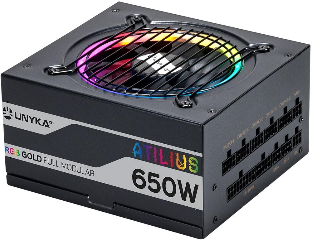 Fonte Alimentação 650W Gaming Atilius RGB Full Modular (Preto) - UNYKACH