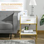 Mesa de Cabeceira Mesa Auxiliar com 1 Gaveta e Prateleira de Armazenamento para Dormitórios Sala de Estar Escritório Estilo Moderno 45x40x60cm Branco