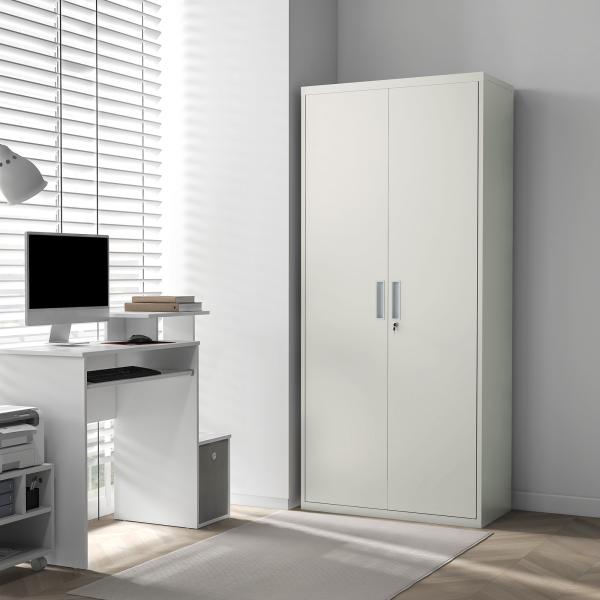 Armário para Arquivos de 5 Níveis com Chaves Prateleiras Ajustáveis Armário de Arquivos Metálico 80x40x180 cm Branco
