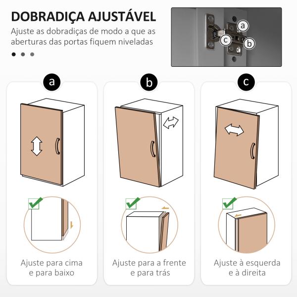 Armário de Cozinha com 3 Portas de Vidro Compartimento Aberto 2 Gavetas e Prateleiras Ajustáveis 100x40x180 cm Cinzento