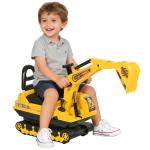 Escavadora sem Pedais com Braço Móvil Carro Andador com Assento de Armazenamento Pá Dianteira e Buzina 78x24x58,5 cm Amarelo