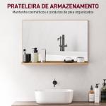 Espelho de Casa de Banho de Parede com Prateleira Aberta Estilo Moderno para Hall de Entrada e Corredor 60x12x40 cm Madeira Natural