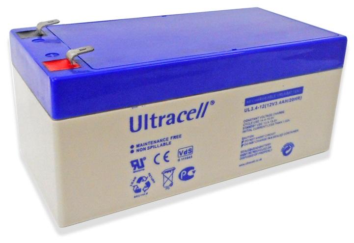 Bateria Chumbo 12V 3,4Ah (134 x 65 x 60 mm) - Ultracell