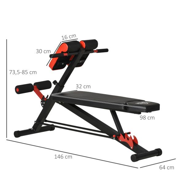 Banco de halteres inclinavel com 4 níveis de altura ajustável multifuncional para treinamento completo 64x146x73,5 - 85cm