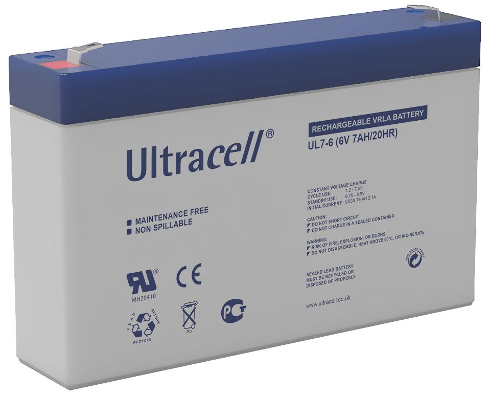 Bateria Chumbo 6V 7Ah (151 x 34 x 94 mm) - Ultracell
