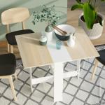 Mesa Sala de Jantar Dobrável Mesa Auxiliar de Cozinha com Laterais Dobráveis Desenho Moderno 103x76x73,5 cm Madeira e Branco