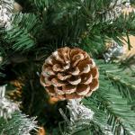 Árvore de Natal Artificial Ø90x180cm com 1111 Ramos de PVC e 59 Pinhas Base Dobrável e Suporte de Aço Decoração de Natal para Interiores Verde