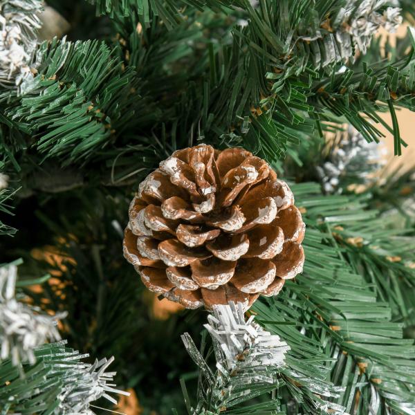 Árvore de Natal Artificial Ø90x180cm com 1111 Ramos de PVC e 59 Pinhas Base Dobrável e Suporte de Aço Decoração de Natal para Interiores Verde
