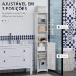 Coluna Casa de Banho com 3 Compartimentos de Armazenamento Porta e Prateleiras Ajustáveis 34x23x165 cm Branco