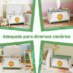 Baú Brinquedos Infantil 53 L Caixa de Arrumação Brinquedos com Tampa Rebatível e Pistão a Gás 60x37x39 cm Verde