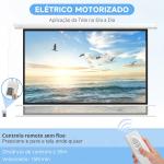 Ecrã de Projeção Elétrico 120 Polegadas com Comando à Distância 16:9 para Interior e Exterior Branco