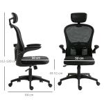 Cadeira de Escritório Basculante com Encosto Alto Apoio para a Cabeça Ajustável e Suporte Lombar 62x64x112 - 120 cm Preto