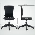 Cadeira de Escritório sem Apoio para os Braços Estofada em Linho Sintético com Altura Ajustável 53x43x85 - 93 cm Preto