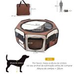 Parque Dobrável para Cães e Gatos, Cercado Portátil para Animais Pequenos em Tecido Oxford Impermeável, Ø90x41 cm, Castanho