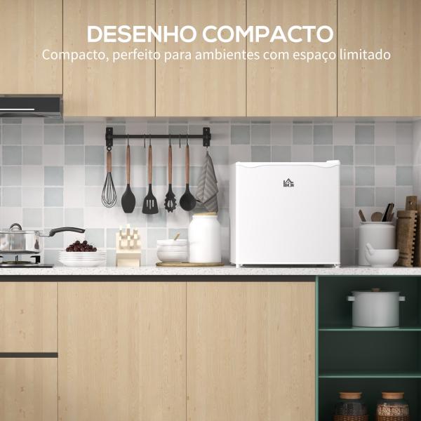 Mini Congelador Vertical 35 L Silencioso com Porta Reversível Temperatura Ajustável e Prateleira Amovível 47x44,2x48,8 cm Branco