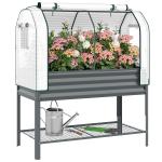 Mesa de Cultivo com Cobertura de Estufa e Prateleira Inferior 120x55x140 cm Cinzento Escuro