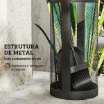 Conjunto para Lareira de 5 Peças em Metal com Escova, Pá, Tenaz, Atiçador e Suporte Ø16x33,5 cm Preto