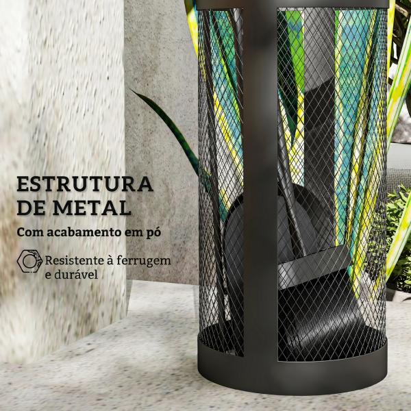 Conjunto para Lareira de 5 Peças em Metal com Escova, Pá, Tenaz, Atiçador e Suporte Ø16x33,5 cm Preto