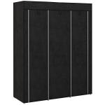 Roupeiro de Tecido Dobrável com 8 Prateleiras de Armazenamento e 2 Barras de Pendurar 125x43x162,5 cm Preto