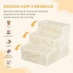 Escada para Cães de 3 Degraus com Capa Removível e Lavável Rampa para Cães para Cama Sofá 46x35x35 cm Bege