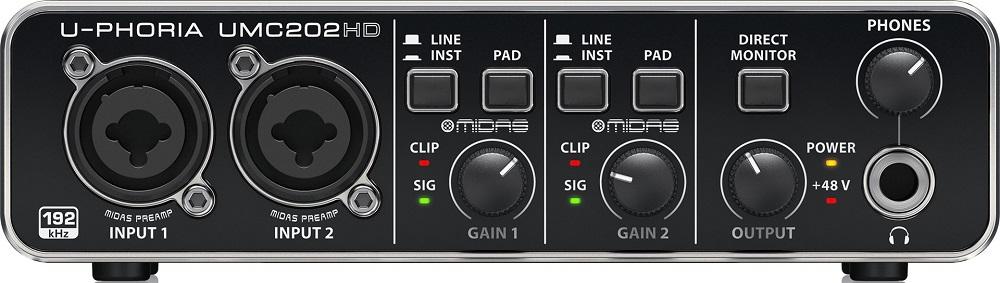 Interface Áudio 2x2 USB c/ Pré - Amplificadores de Microfone Midas - Behringer