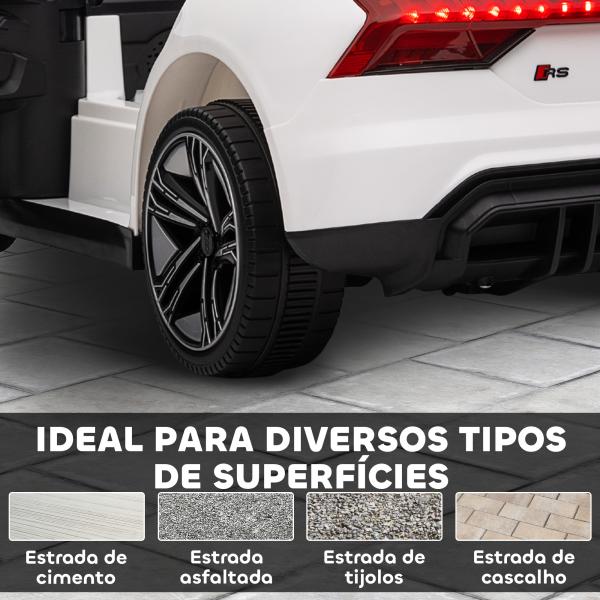 Carro Elétrico AUDI RS E - Tron GT 12V com 2 Motores Controlo Remoto Faróis LED Buzina Música USB 3 - 5km/h 103x58x41cm Branco