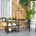 Mesa de Campismo de 3 Níveis Dobrável com Prateleiras de Armazenamento Suporte para Candeeiro e Bolsa de Transporte 173x52x80 - 174 cm Preto