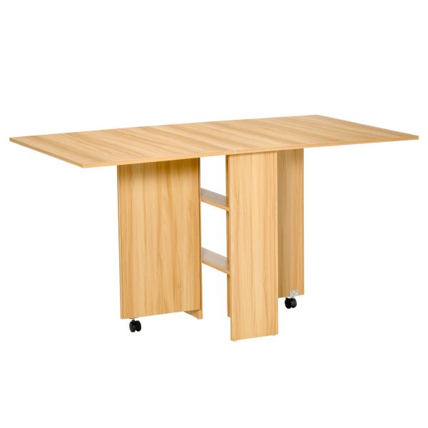Mesa de Sala de Jantar Dobrável com Rodas Mesa Multifuncional para Sala de Jantar com 3 Formas 140x80x74cm Madeira