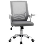 Cadeira de Escritório Ergonômica Giratória com Altura Ajustável Apoio para os Braços Dobrável Suporte Lombar e Encosto Transpirável 62,5x55x94 - 104 cm Cinza