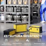 Caixa de Ferramentas Empilhável 3 em 1 Caixa de Ferramentas com Rodas Carro de Ferramentas de Aço 52x32x72 cm Amarelo e Preto