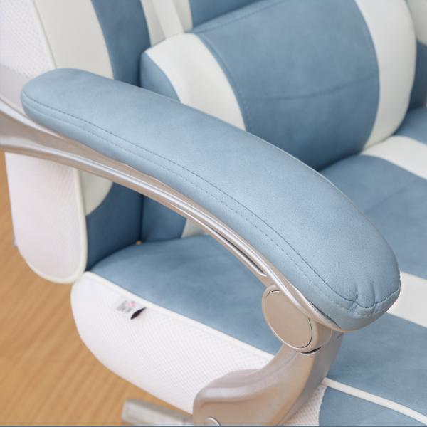 Cadeira Gaming Cadeira de Escritório Reclinável Apoio para os Pés Retrátil Suporte Lombar e Almofada para a Cabeça 63x63x115,5 - 123 cm Azul