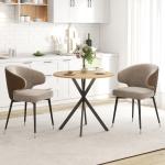 Mesa de Jantar Redonda para 2 - 4 Pessoas com Pernas Cruzadas em Aço Ø80x75 cm, Carvalho Branco