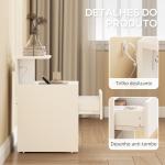 Mesa de Cabeceira com Estação de Carregamento Portos USB Gaveta e Prateleiras Abertas 40x40x60 cm Branco