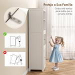Armário de Cozinha com 2 Portas de Vidro Temperado 2 Prateleiras Abertas e Armário com Prateleira Ajustável 60x30x162 cm Branco