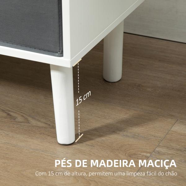 Móvel de TV para Televisores de até 50 Polegadas Móvel de Sala de Estar Moderno com 2 Gavetas de Tecido 2 Prateleiras Abertas e Orifício Passa Cabos 110x29x46,5cm Branco e Cinza