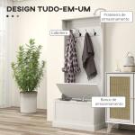 Móvel de Entrada com Cabide, Banco e Arrumação Branco Moderno 71,5x39,5x170 cm