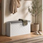 Banco Sapateira Moderno de Madeira com Prateleiras Ajustáveis e Almofada Acolchoada para 8 Pares de Sapatos 80x26x44,5 cm Branco