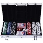 Mala de Poker Profissional com 300 Fichas Jogo de Poker com Mala de Alumínio 5 Dados 2 Baralhos de Cartas e 1 Ficha de Dealer 38x20,5x6,5cm Multicor