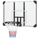 Tabela de Basquetebol de Parede com Aro, Rede e Estrutura em Aço para Exterior, 113x61x73 cm, Branco e Preto