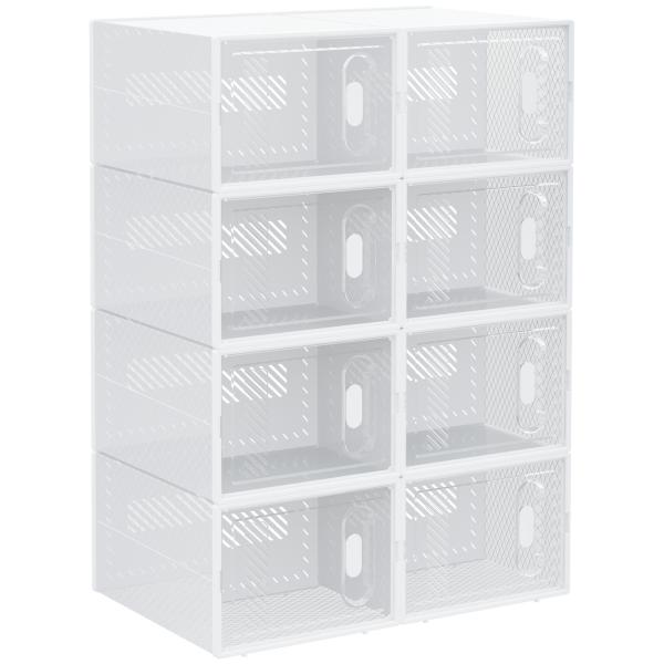 Armário Modular de Plástico Sapateira Modular com 8 Cubos Portas Magnéticas Organizador de Sapatos para Entrada Corredor Dormitório 25x35x19cm Transparente