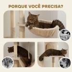Arranhador para Gatos Grande Altura 173 cm Torre para Gatos com Plataformas Caverna Bolas Suspensa e Rede Bege