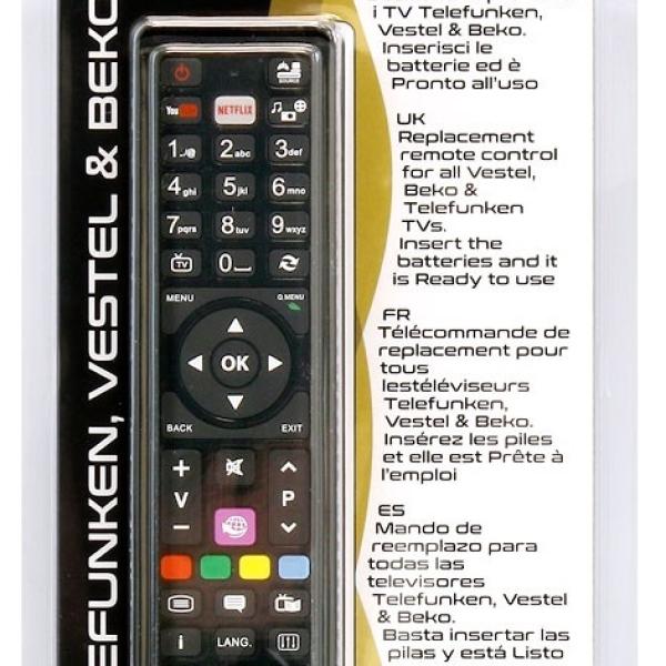 Comando Universal Dedicado p/ TVs LCD TELEFUNKEN, VESTEL e BEKO - UNITRONIC
