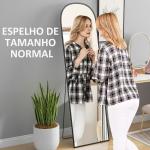 Espelho de Pé Espelho de Corpo Inteiro 50x170 cm com Estrutura de Liga de Alumínio e Suporte para Sala Quarto Preto