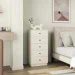 Cómoda com 5 Gavetas Cómoda de Quarto Estreita com Anti - Tombo Gaveteiro Alto para Sala de Estar Corredor 47x29x95 cm Branco