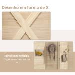 Biombo de 4 Painéis Separador de Ambientes Dobrável 152x1,7x144,5 cm Painéis com Orifícios para Pendurar Madeira